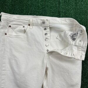 Levi's 501 Jeans Womens 34x27" White Button Fly Straight Leg Red Tab Stretch